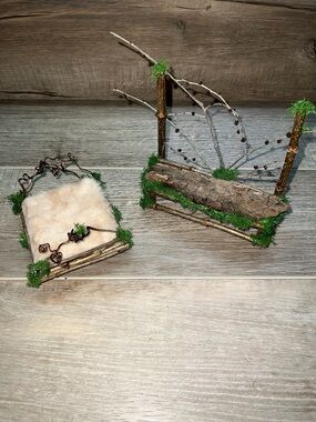 Rustic Fairy Garden Furniture Set
Bed and bench.